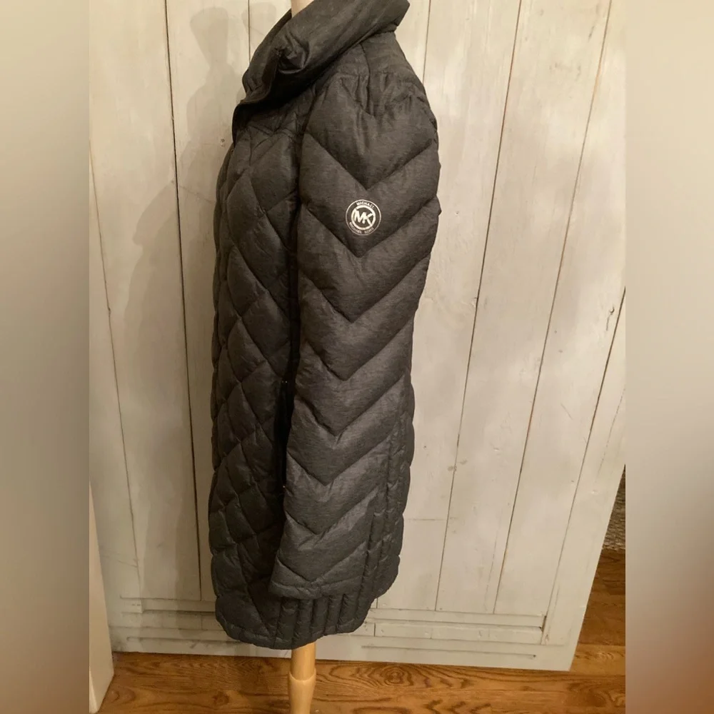 Michael‎ Kors Lightweight Diamond Quilted Down Full Puffer Jacket Coat S Grey